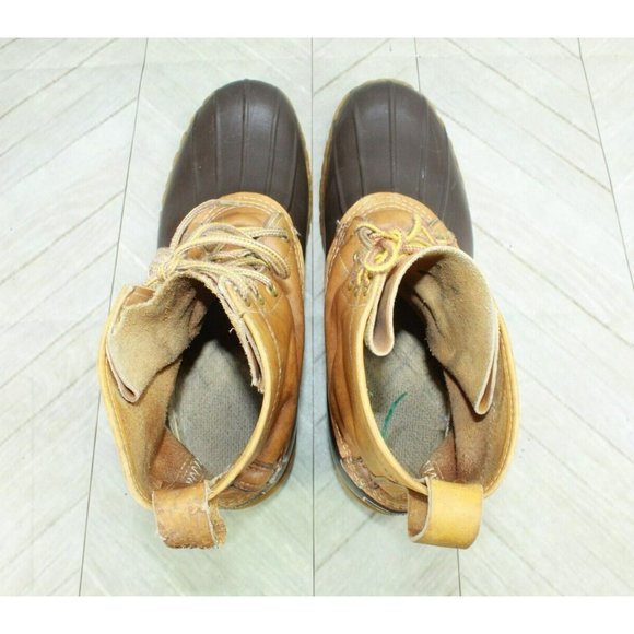 Vintage LL Bean Brown Leather Unlined Hunting Duck Boots Size 9 Medium - Picture 7 of 10